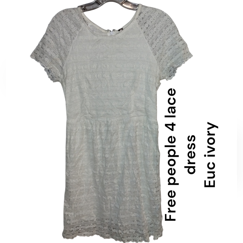 Free People lace dress 4 white midi euc